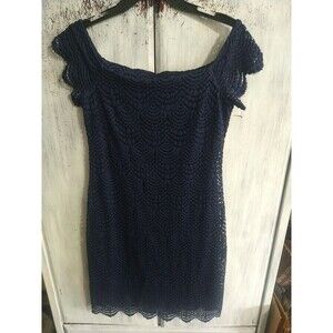 Lilly Pulitzer Crocheted Off The Shoulder Dress Blue Size Small Boho Cottage...
